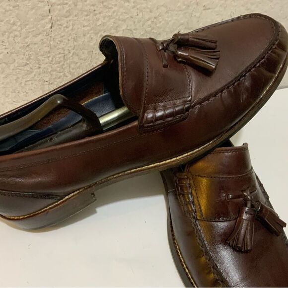 Cole Haan Maine Pinch Classic  Brown Leather Tassel Loafers Mens Size US 9.5 W - Picture 4 of 16